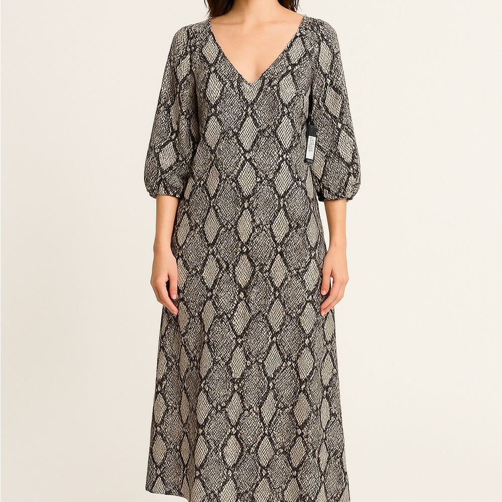 Velvet Torch Snake Print Midi Dress — Size L (NWT)